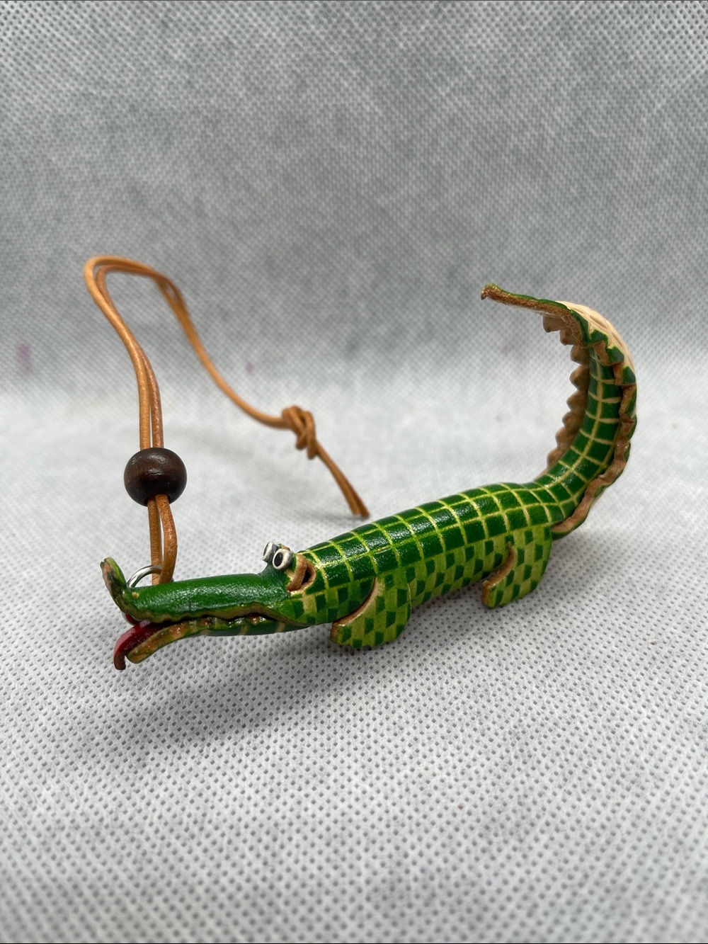 Leather Crocodile bag charm